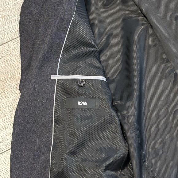 Hugo Boss The Jam75 Flat Front Charcoal Grey Suit Trim Mens 38 R - Picture 4 of 11